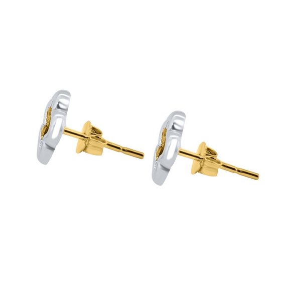 Star Shape Floral Studs Two-Tone Silver Earrings - Picture 2 of 3